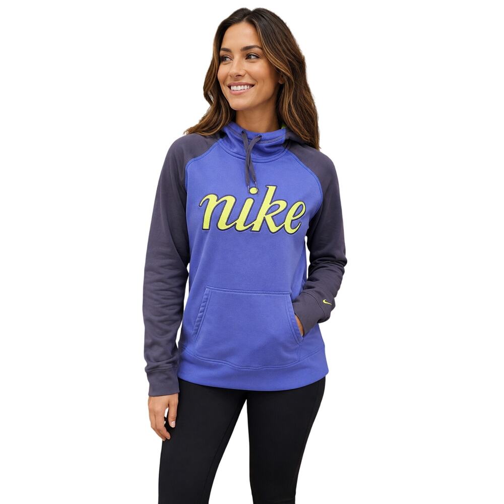 Therma fit fleece lined purple Nike hoodie sweater pullover y2k thumb holes S